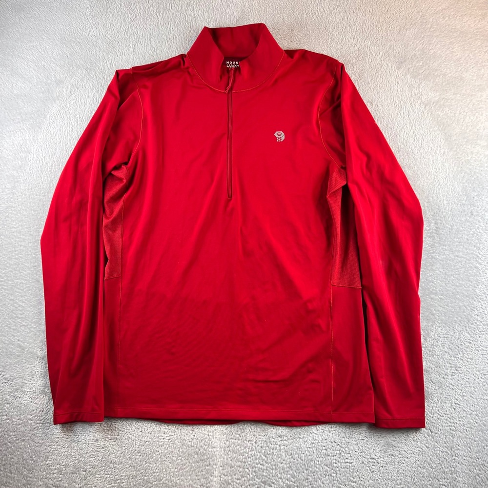 Mountain Hardwear Mens Red 1/4 Zip Pullover OM7736 Long Sleeve Top Large